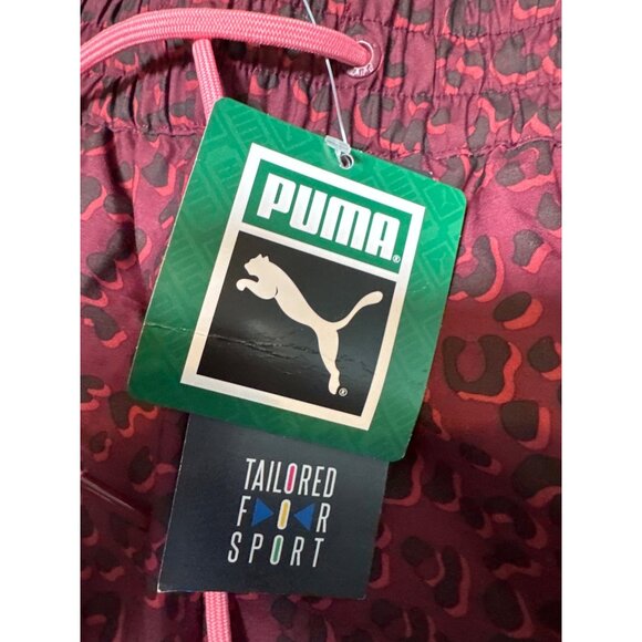 Puma Womens Burgundy Tailored For Sport Track Pants Lg Leopard Print Retro Elast - Picture 3 of 7